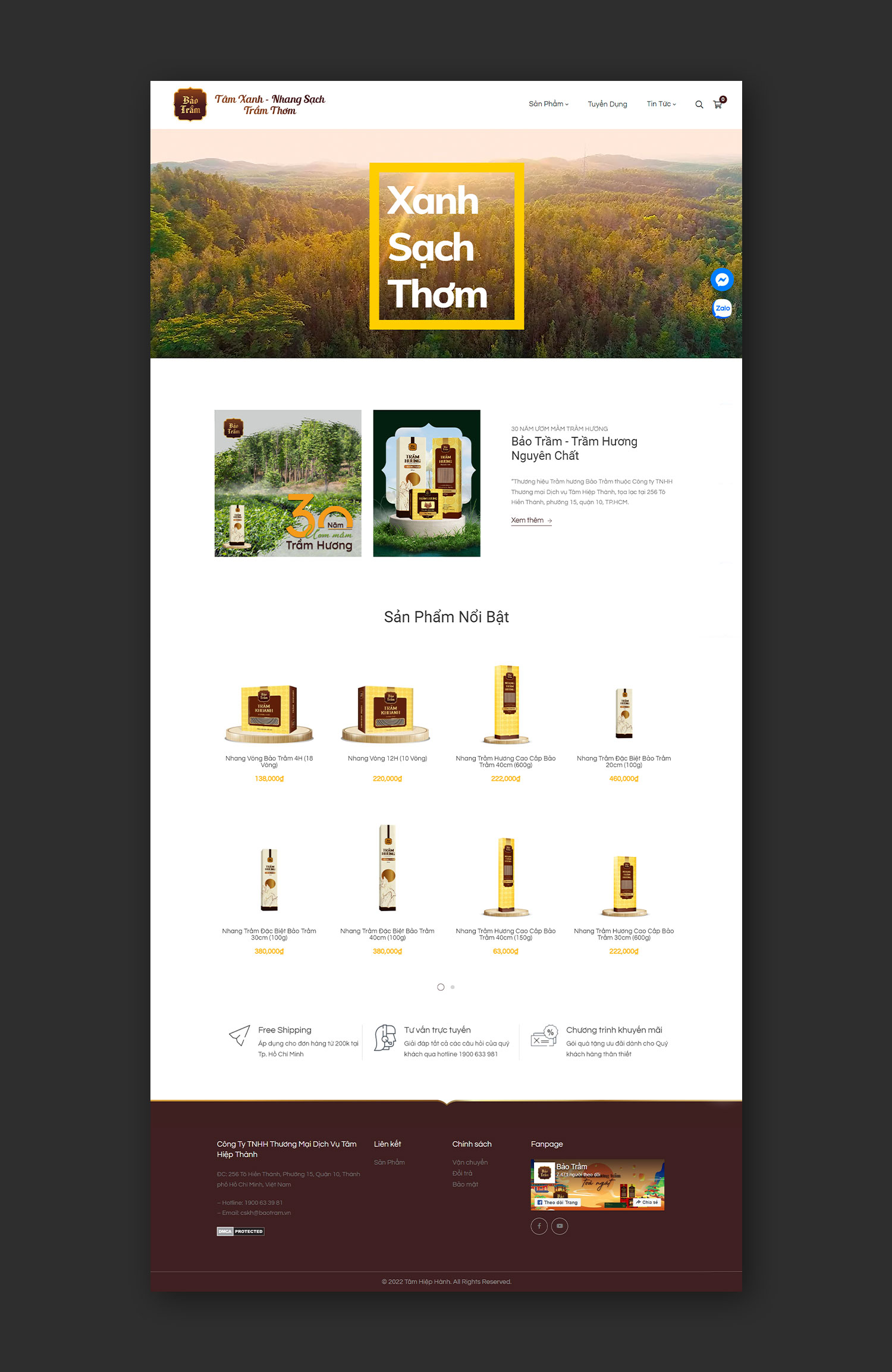 Thiết kế website thương hiệu Bảo Trầm | Baotram.vn